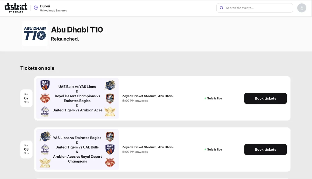 Buy Abu Dhabi T10 2026 Tickets on District Buy Abu Dhabi T10 2026 Tickets on District